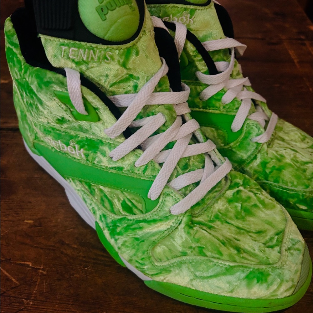 RARE 2009 Reebok Court Victory Pump x Atmos Jasmine green Velour Sneakers Sz 12